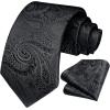 image:imageHISDERN Paisley Ties for Men Solid Tie Handkerchief Floral Mens Necktie amp Pocket Square Set Wedding Classic Mens TiesQ1black