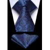 image:imageHISDERN Paisley Ties for Men Solid Tie Handkerchief Floral Mens Necktie amp Pocket Square Set Wedding Classic Mens TiesR2navy Blue