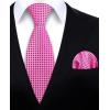 image:imageHISDERN Ties for Men Formal Business Plaid Checked Mens Ties and Pocket Square Set Classic Wedding Necktie HandkerchiefA1hot Pink