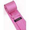 image:imageHISDERN Ties for Men Formal Business Plaid Checked Mens Ties and Pocket Square Set Classic Wedding Necktie HandkerchiefA1hot Pink