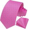 image:imageHISDERN Ties for Men Formal Business Plaid Checked Mens Ties and Pocket Square Set Classic Wedding Necktie HandkerchiefA1hot Pink