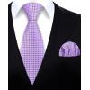 image:imageHISDERN Ties for Men Formal Business Plaid Checked Mens Ties and Pocket Square Set Classic Wedding Necktie HandkerchiefA1lavender