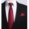 image:imageHISDERN Ties for Men Formal Business Plaid Checked Mens Ties and Pocket Square Set Classic Wedding Necktie HandkerchiefA9red Maroon