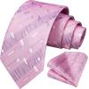 image:imageHISDERN Ties for Men Formal Business Plaid Checked Mens Ties and Pocket Square Set Classic Wedding Necktie HandkerchiefC1pink