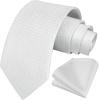 image:imageHISDERN Ties for Men Formal Business Plaid Checked Mens Ties and Pocket Square Set Classic Wedding Necktie HandkerchiefC1white