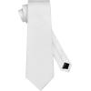 image:imageHISDERN Ties for Men Formal Business Plaid Checked Mens Ties and Pocket Square Set Classic Wedding Necktie HandkerchiefC1white
