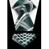 image:imageHISDERN Ties for Men Formal Business Plaid Checked Mens Ties and Pocket Square Set Classic Wedding Necktie HandkerchiefC7greenWhite