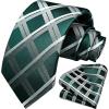 image:imageHISDERN Ties for Men Formal Business Plaid Checked Mens Ties and Pocket Square Set Classic Wedding Necktie HandkerchiefC7greenWhite