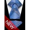 image:imageHISDERN Ties for Men Formal Business Plaid Checked Mens Ties and Pocket Square Set Classic Wedding Necktie HandkerchiefD2blue