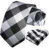 image:imageHISDERN Ties for Men Formal Business Plaid Checked Mens Ties and Pocket Square Set Classic Wedding Necktie HandkerchiefE1black