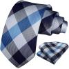image:imageHISDERN Ties for Men Formal Business Plaid Checked Mens Ties and Pocket Square Set Classic Wedding Necktie HandkerchiefE1blue