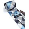 image:imageHISDERN Ties for Men Formal Business Plaid Checked Mens Ties and Pocket Square Set Classic Wedding Necktie HandkerchiefE1blue