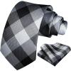 image:imageHISDERN Ties for Men Formal Business Plaid Checked Mens Ties and Pocket Square Set Classic Wedding Necktie HandkerchiefE1grey