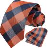 image:imageHISDERN Ties for Men Formal Business Plaid Checked Mens Ties and Pocket Square Set Classic Wedding Necktie HandkerchiefE1orange