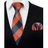 image:imageHISDERN Ties for Men Formal Business Plaid Checked Mens Ties and Pocket Square Set Classic Wedding Necktie HandkerchiefE1orange