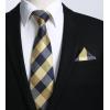 image:imageHISDERN Ties for Men Formal Business Plaid Checked Mens Ties and Pocket Square Set Classic Wedding Necktie HandkerchiefE1yellow
