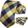 image:imageHISDERN Ties for Men Formal Business Plaid Checked Mens Ties and Pocket Square Set Classic Wedding Necktie HandkerchiefE1yellow