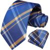 image:imageHISDERN Ties for Men Formal Business Plaid Checked Mens Ties and Pocket Square Set Classic Wedding Necktie HandkerchiefE2blue