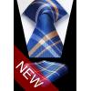 image:imageHISDERN Ties for Men Formal Business Plaid Checked Mens Ties and Pocket Square Set Classic Wedding Necktie HandkerchiefE2blue