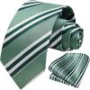 image:imageHISDERN Ties for Men Formal Business Plaid Checked Mens Ties and Pocket Square Set Classic Wedding Necktie HandkerchiefE2emerald Green  Silver