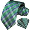 image:imageHISDERN Ties for Men Formal Business Plaid Checked Mens Ties and Pocket Square Set Classic Wedding Necktie HandkerchiefE2green