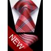 image:imageHISDERN Ties for Men Formal Business Plaid Checked Mens Ties and Pocket Square Set Classic Wedding Necktie HandkerchiefE2red