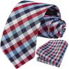 image:imageHISDERN Ties for Men Formal Business Plaid Checked Mens Ties and Pocket Square Set Classic Wedding Necktie HandkerchiefE2red Blue