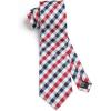 image:imageHISDERN Ties for Men Formal Business Plaid Checked Mens Ties and Pocket Square Set Classic Wedding Necktie HandkerchiefE2red Navy