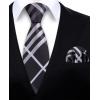 image:imageHISDERN Ties for Men Formal Business Plaid Checked Mens Ties and Pocket Square Set Classic Wedding Necktie HandkerchiefF2black