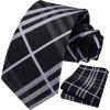 image:imageHISDERN Ties for Men Formal Business Plaid Checked Mens Ties and Pocket Square Set Classic Wedding Necktie HandkerchiefF2black