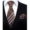 image:imageHISDERN Ties for Men Formal Business Plaid Checked Mens Ties and Pocket Square Set Classic Wedding Necktie HandkerchiefF2brown