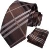 image:imageHISDERN Ties for Men Formal Business Plaid Checked Mens Ties and Pocket Square Set Classic Wedding Necktie HandkerchiefF2brown