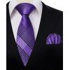 image:imageHISDERN Ties for Men Formal Business Plaid Checked Mens Ties and Pocket Square Set Classic Wedding Necktie HandkerchiefF2purple  Black