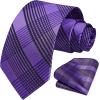 image:imageHISDERN Ties for Men Formal Business Plaid Checked Mens Ties and Pocket Square Set Classic Wedding Necktie HandkerchiefF2purple  Black