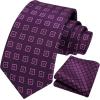 image:imageHISDERN Ties for Men Formal Business Plaid Checked Mens Ties and Pocket Square Set Classic Wedding Necktie HandkerchiefF2purple