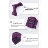 image:imageHISDERN Ties for Men Formal Business Plaid Checked Mens Ties and Pocket Square Set Classic Wedding Necktie HandkerchiefF2purple