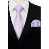 image:imageHISDERN Ties for Men Formal Business Plaid Checked Mens Ties and Pocket Square Set Classic Wedding Necktie HandkerchiefF3purple  Pink