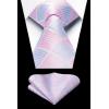 image:imageHISDERN Ties for Men Formal Business Plaid Checked Mens Ties and Pocket Square Set Classic Wedding Necktie HandkerchiefF3purple  Pink