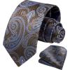 image:imageHISDERN Paisley Ties for Men Solid Tie Handkerchief Floral Mens Necktie amp Pocket Square Set Wedding Classic Mens TiesBrownnavy