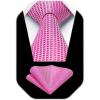 image:imageHISDERN Ties for Men Formal Business Plaid Checked Mens Ties and Pocket Square Set Classic Wedding Necktie HandkerchiefA1hot Pink