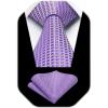 image:imageHISDERN Ties for Men Formal Business Plaid Checked Mens Ties and Pocket Square Set Classic Wedding Necktie HandkerchiefA1lavender