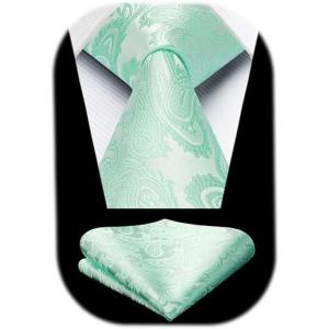 image:imageHISDERN Paisley Ties for Men Solid Tie Handkerchief Floral Mens Necktie amp Pocket Square Set Wedding Classic Mens TiesE12aqua