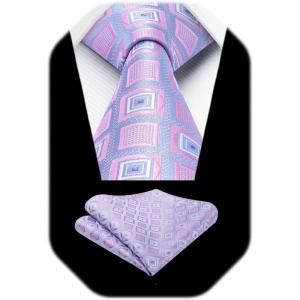 image:imageHISDERN Ties for Men Formal Business Plaid Checked Mens Ties and Pocket Square Set Classic Wedding Necktie HandkerchiefD3lalic