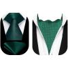 image:imageHISDERN Dark Green Mens Neck Tie Pocket Square Set Emerald Green Silk Ascot Ties for Men