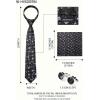 image:imageHISDERN Ties for Men Paisley Tie and Pocket Square Cufflinks Set Formal Classic Floral Necktie Handkerchief Wedding PartyFblackWhite Floral