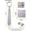 image:imageHISDERN Ties for Men Paisley Tie and Pocket Square Cufflinks Set Formal Classic Floral Necktie Handkerchief Wedding PartyFblueWhite Floral