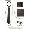 image:imageHISDERN Ties for Men Paisley Tie and Pocket Square Cufflinks Set Formal Classic Floral Necktie Handkerchief Wedding PartyFbrown Floral