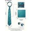 image:imageHISDERN Ties for Men Paisley Tie and Pocket Square Cufflinks Set Formal Classic Floral Necktie Handkerchief Wedding PartyPteal Paisley