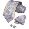 image:imageHISDERN Ties for Men Paisley Tie and Pocket Square Cufflinks Set Formal Classic Floral Necktie Handkerchief Wedding PartyFblueWhite Floral