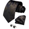 image:imageHISDERN Ties for Men Paisley Tie and Pocket Square Cufflinks Set Formal Classic Floral Necktie Handkerchief Wedding PartyFbrown Floral